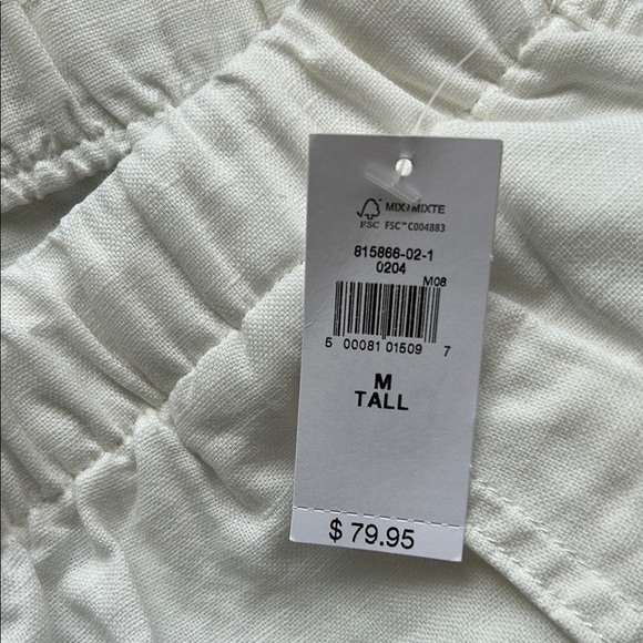 Gap White Drawstring Linen Blend Pants | Medium Tall - Picture 5 of 6